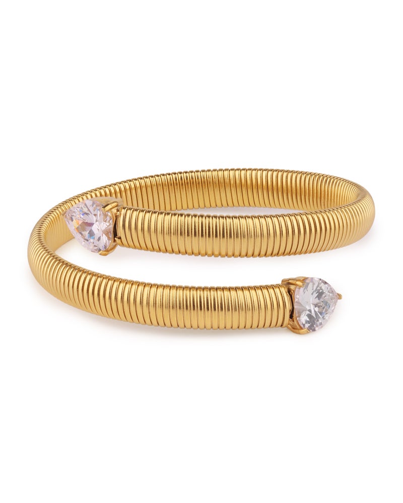 TAAHIRA Heart Shape Zircon Cuff Bracelet - Image 1